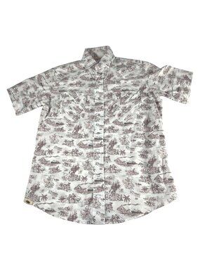 Western Aloha Mens Cowboy Rodeo Pearl Snap Short Sleeve Shirt Size Medium